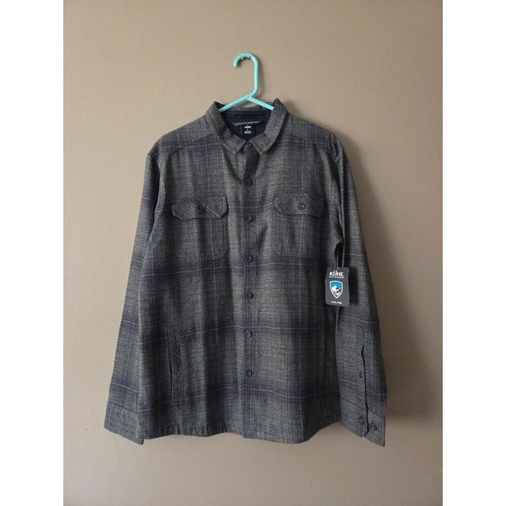 Kuhl men's deviatr shirt jacket stacked plaid green